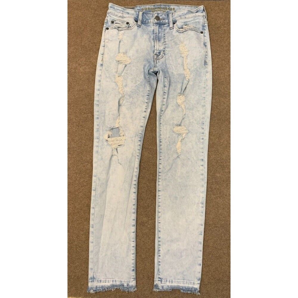 American Eagle Slim Fit Jeans Mens 30x32 Ripped Stretch Acid Washed Y2K Denim